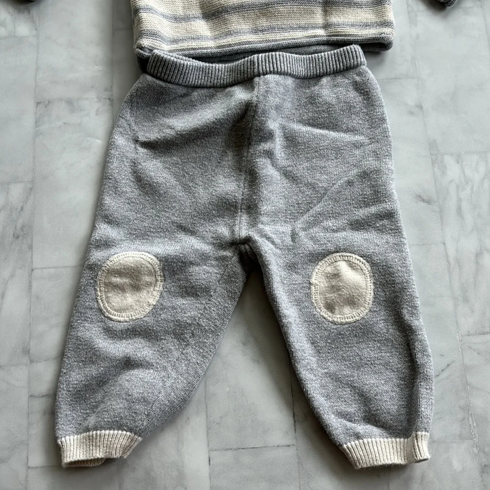 Miniclasix Baby Boy's Two-Piece Cotton Knit Sweater & Pants Set in “Oatmeal”